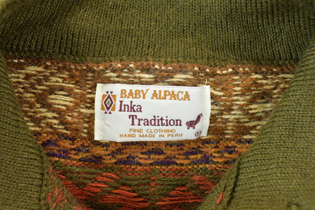 Vintage 1970s Baby Alpaca 100% Wool Knit Sweater Mens M