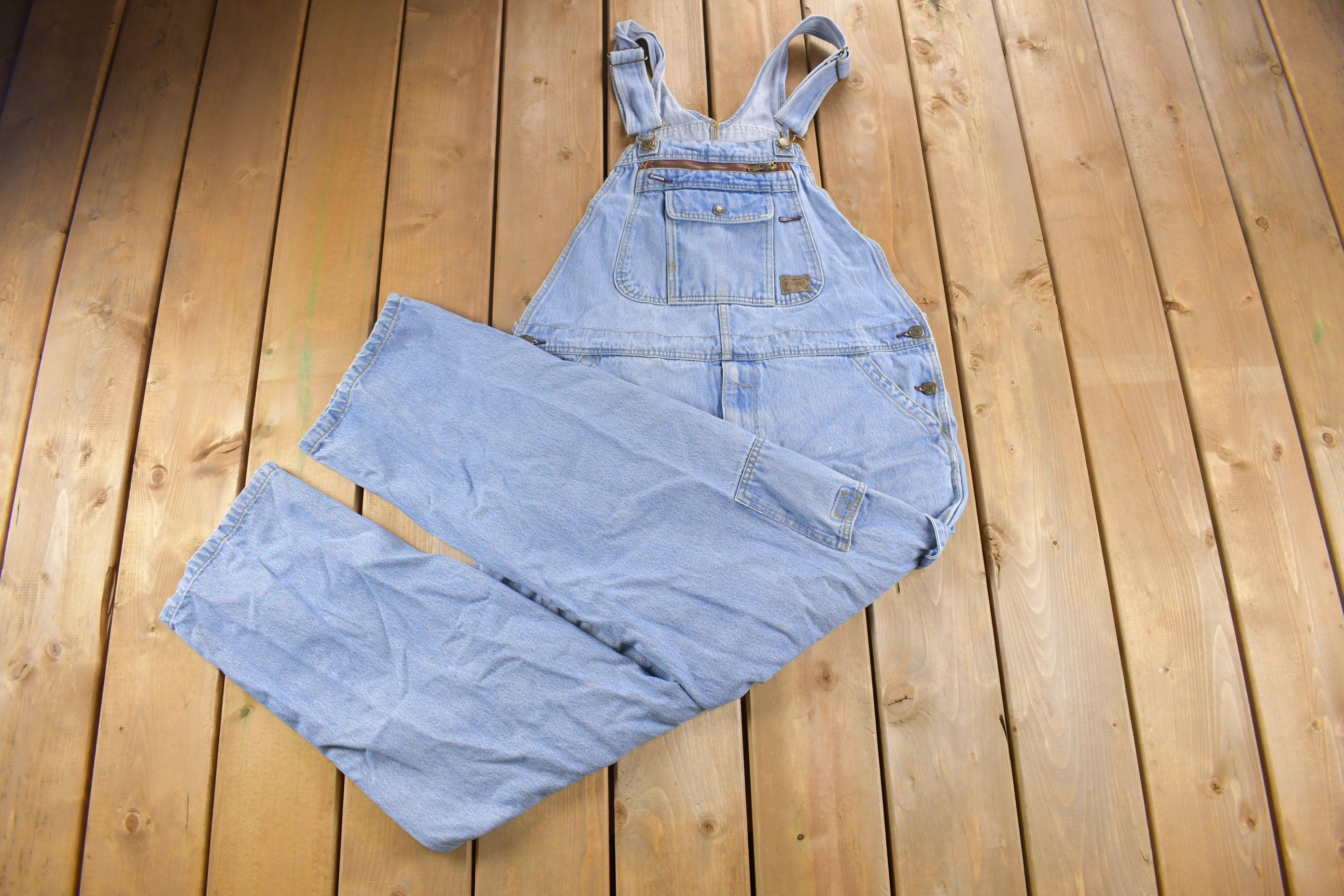 Vintage 1990s C.E. Schmidt Blue Denim Jean Overalls Size 42 x 28