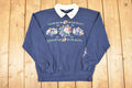 Vintage 1990s Floral Graphic Print Collared Sweatshirt Women's L
