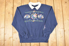 Vintage 1990s Floral Graphic Print Collared Sweatshirt Women's L