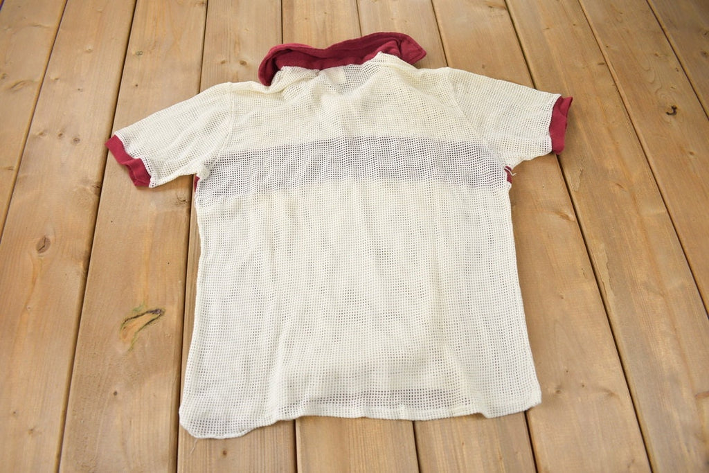 Vintage 1980s Striped Mesh Polo Shirt Made In Canada