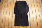 Vintage 1980s Black Suede Long Sleeve Dress