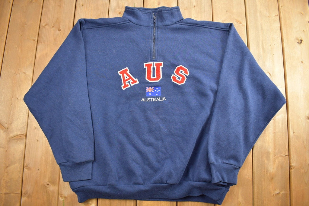 Vintage 1990s Australia AUS Quarter Zip Mockneck Sweatshirt