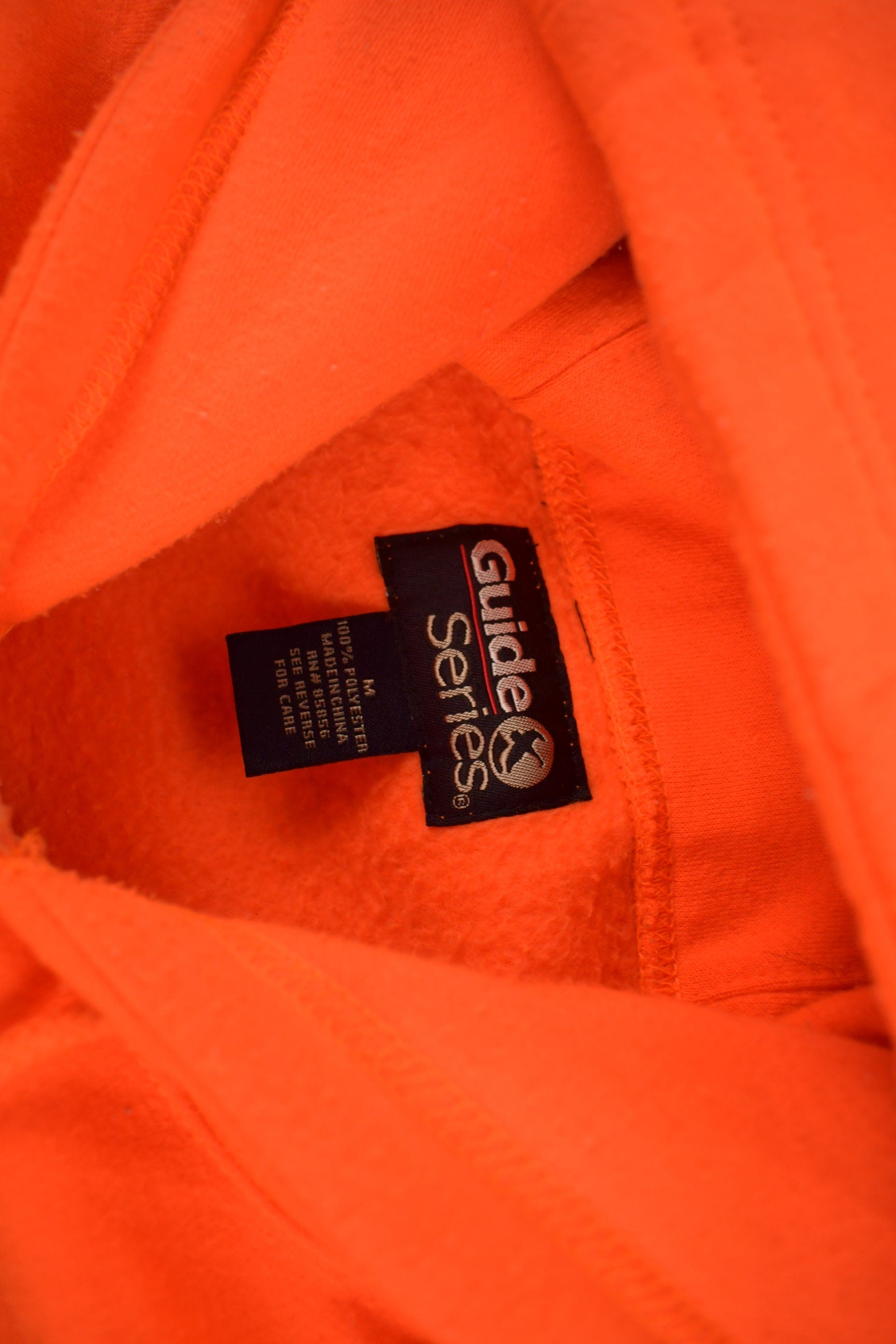 Vintage 1990s Blank Orange Zip Up Hoodie / Hi-Vis Hoodie / Vintage Sweater / 90s / Guide Series