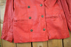 Vintage 1990s Pelle Club Genuine Leather Red Overcoat
