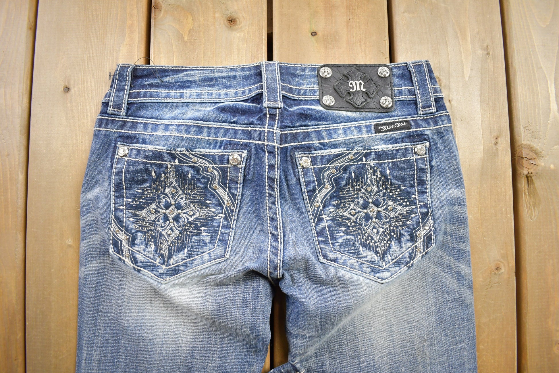 Vintage Y2K Miss Me Bedazzled Low Rise Jeans Size 26x34