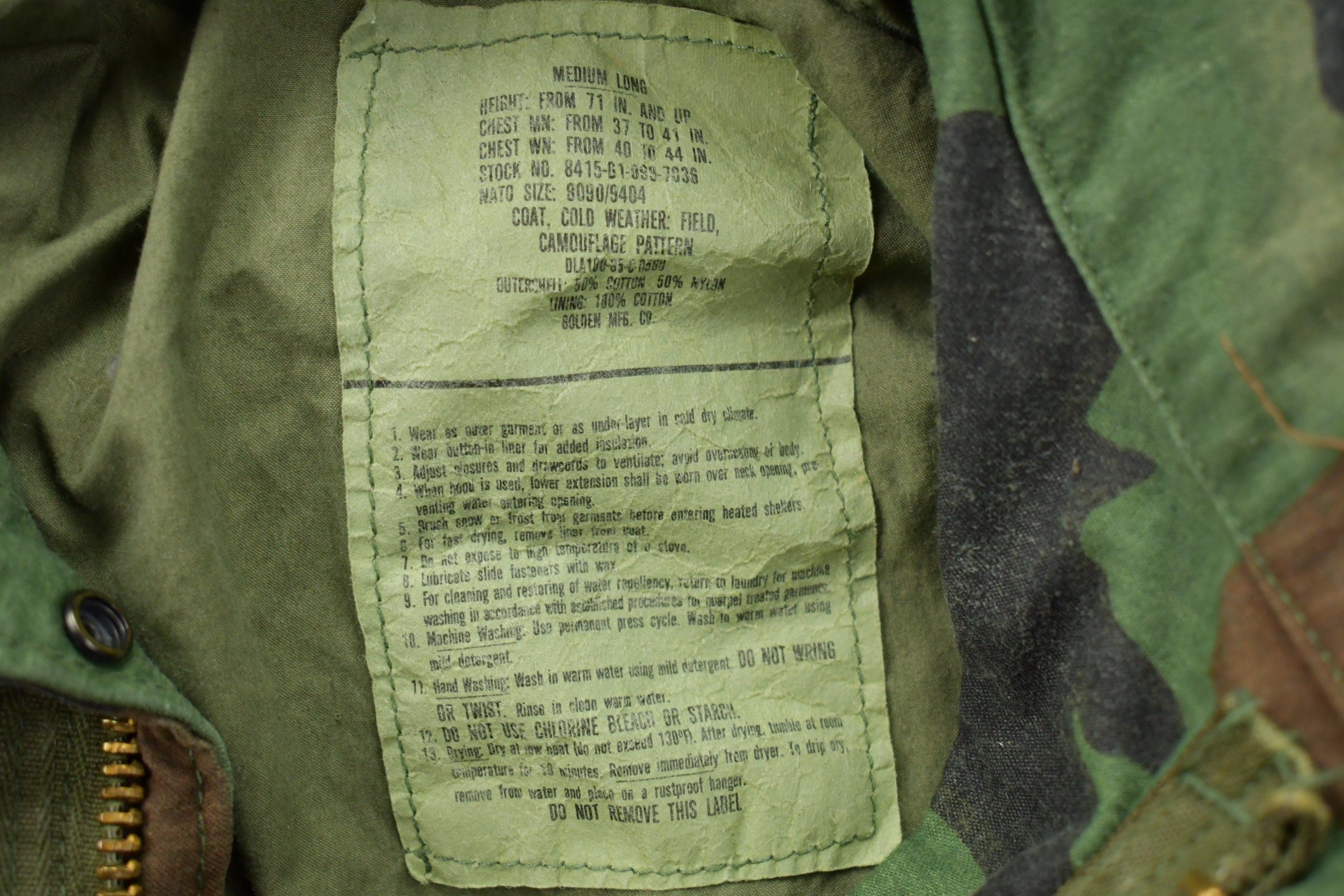 Vintage 1980s Military Camo Jacket