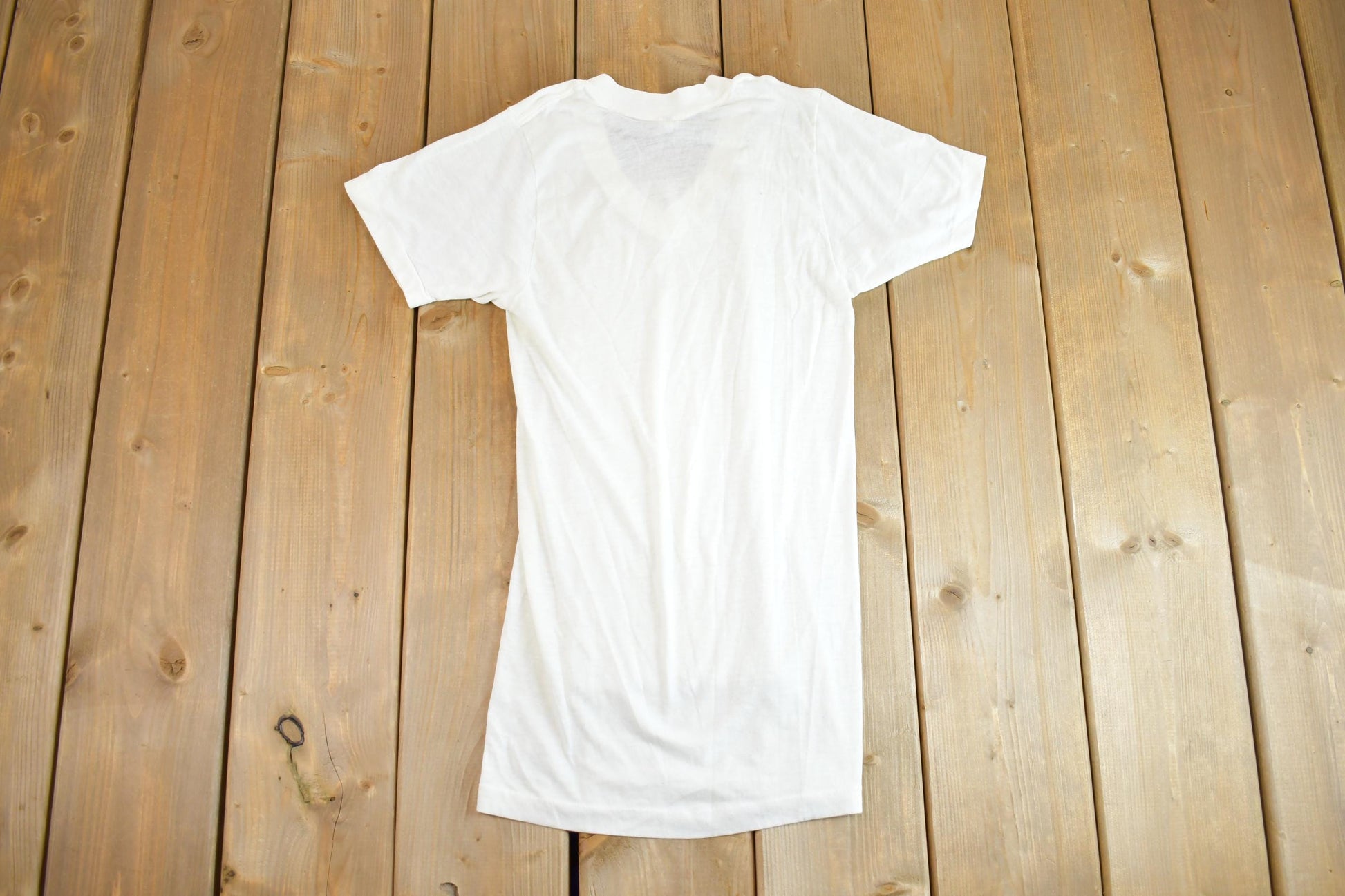 True Vintage 1970s Sanfor Knit Long White Transparent Undershirt T Shirt
