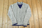 Vintage 1980s Snowdrift Cable Knit Ski Crewneck Sweater /