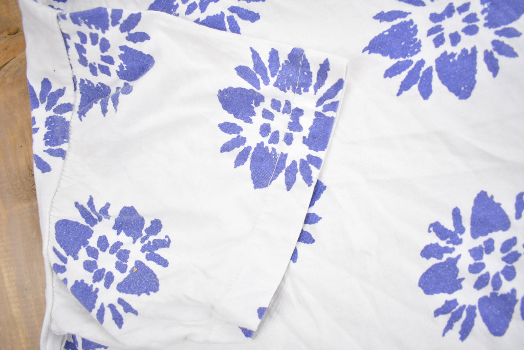 Vintage 1990s Floral Theme All Over Print Graphic T Shirt