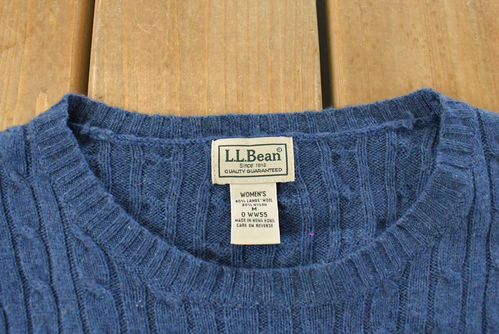 Vintage 1990s L.L. Bean Wool Cable Knit Crewneck Sweater Women's M / 90s Knitted Sweatshirt / Vintage Preppy Knits