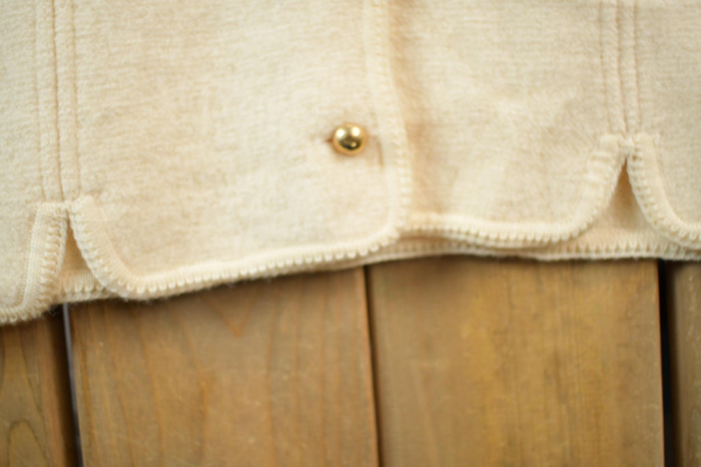 Vintage 1960s Off White 100% Wool Knit Cardigan