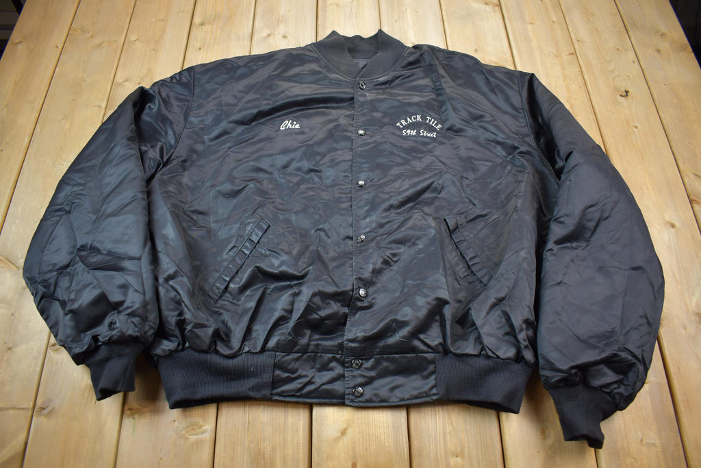 Vintage 1990s MTA New York City Transit Embroidered Snap Button Satin Jacket Made In USA