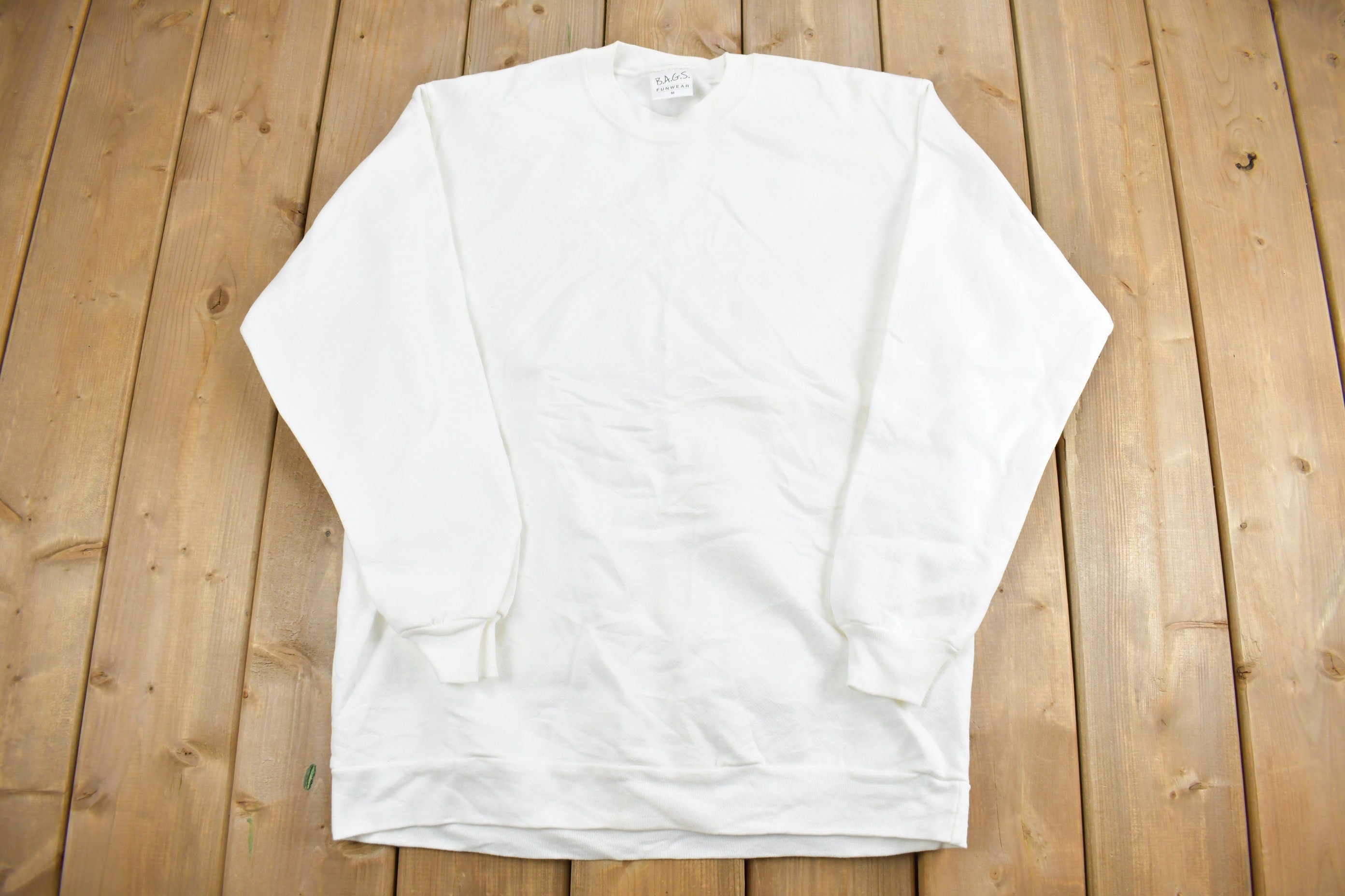 Vintage 1990s Blank White Crewneck Sweatshirt