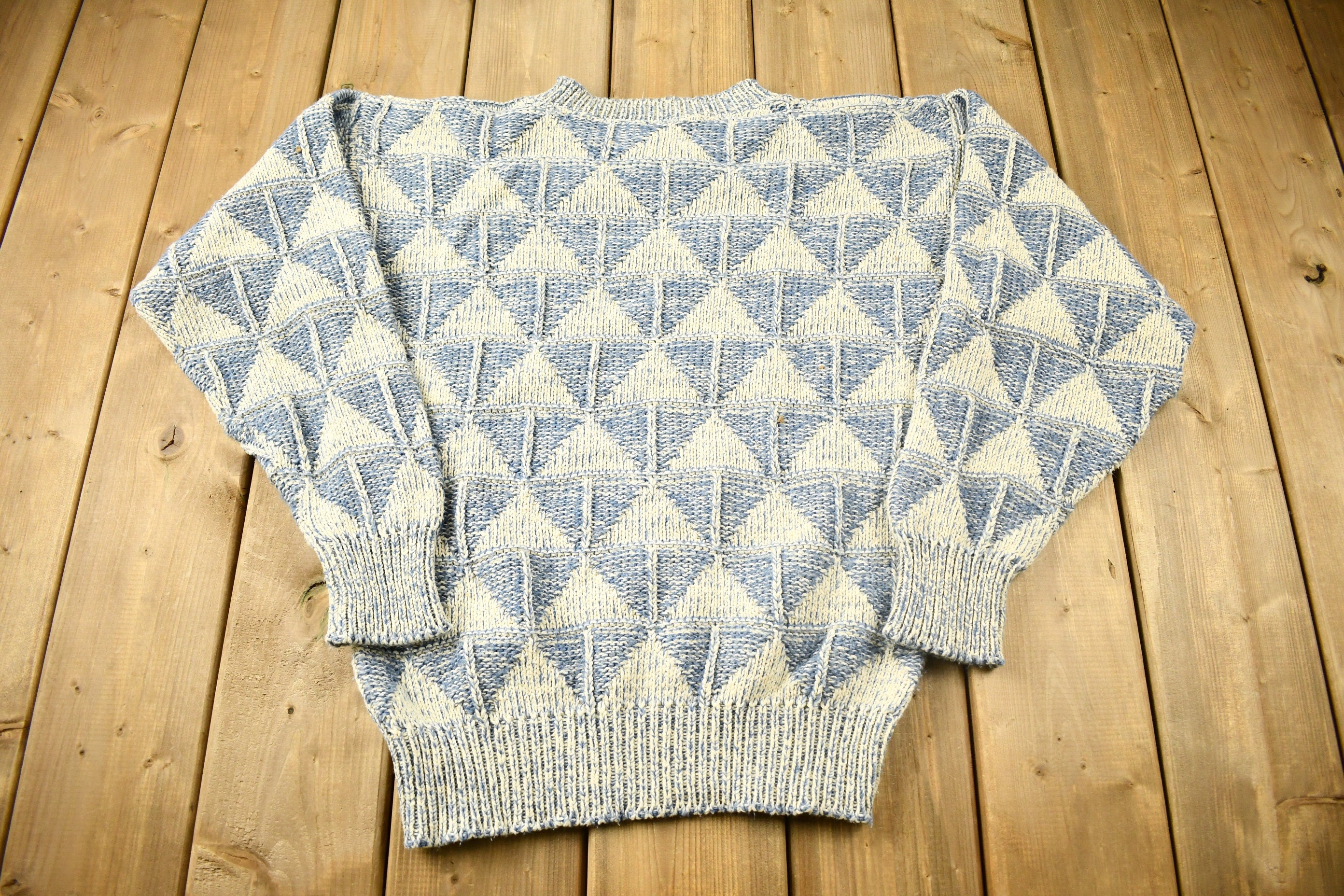 Vintage 1980s Honors 3D Cable Knit Crewneck Sweater /