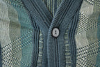 Vintage 1990s Tosani Cable Abstract Knit Perfect Mild Distress Cardigan Sweater Made In Canada