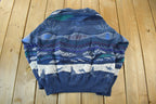 Vintage 1990s Bella Wool Knit Abstract Pattern Crewneck Sweater