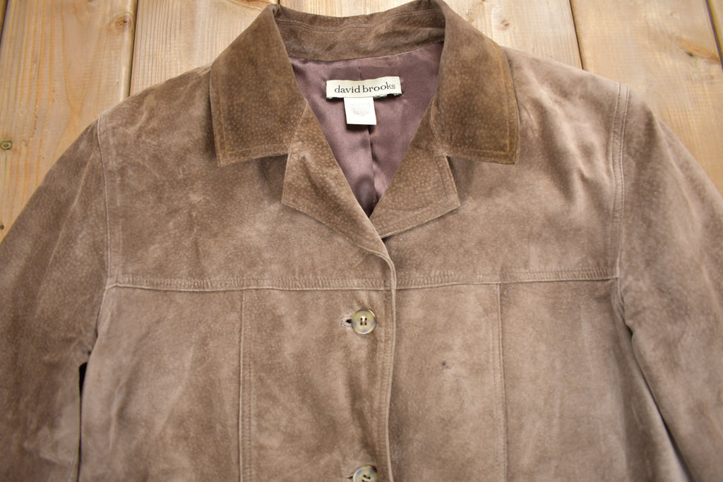 Vintage 1990s David Brooks Brown Leather Jacket /