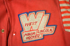 Vintage 1990s West Lincoln Minor Hockey Leather & Wool Varsity Jacket Made In USA