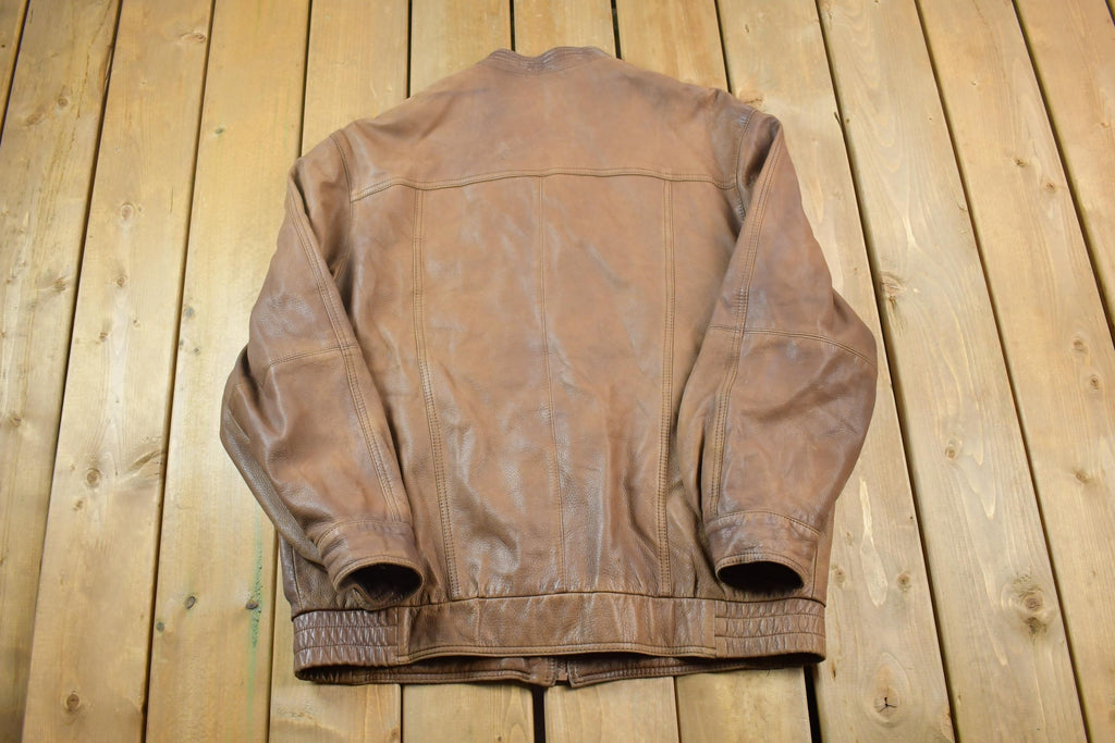 Vintage 1990s Brown Leather Casual Jacket Made In USA