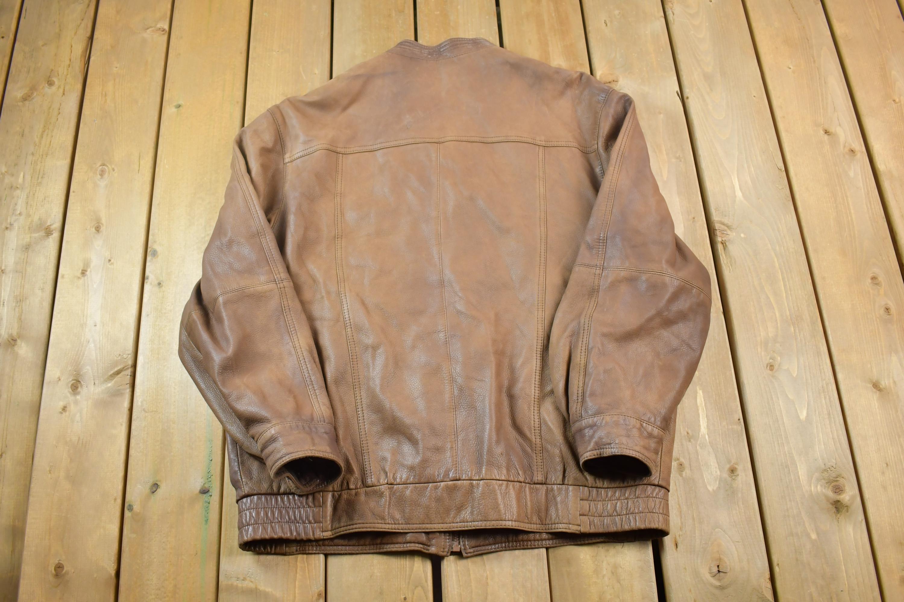 Vintage 1990s Brown Leather Casual Jacket Made In USA