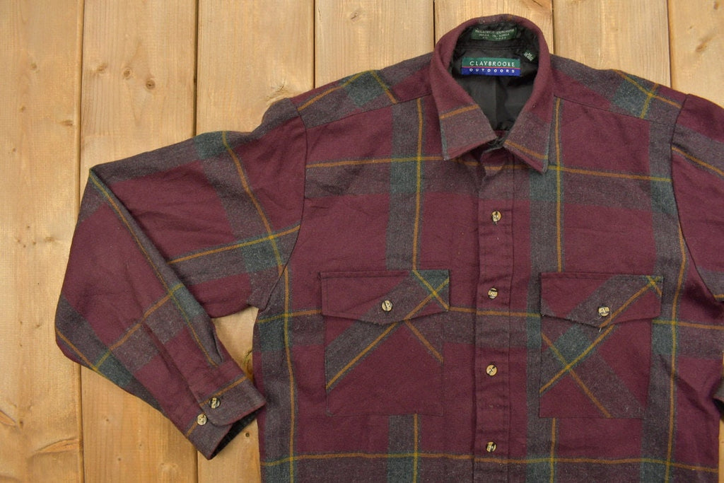 Vintage 1990s Claybrooke Outdoors Plaid Lined Flannel Button Up Shirt