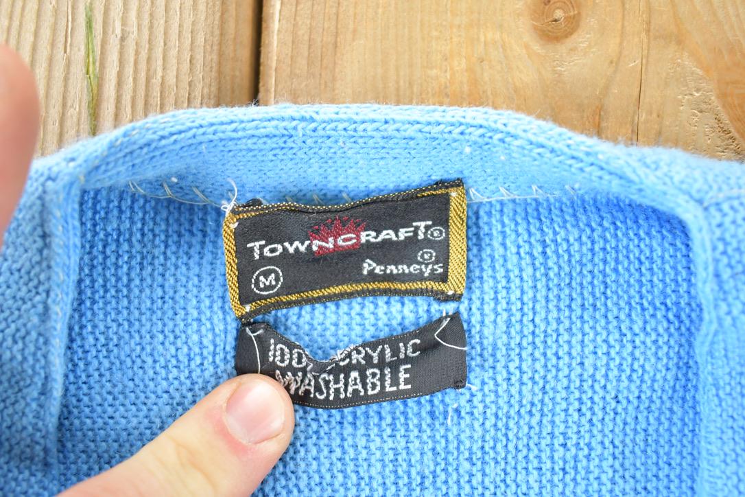 Vintage 1970s Towncraft Knit Perfect Mild Distress Cardigan Sweater Made In USA