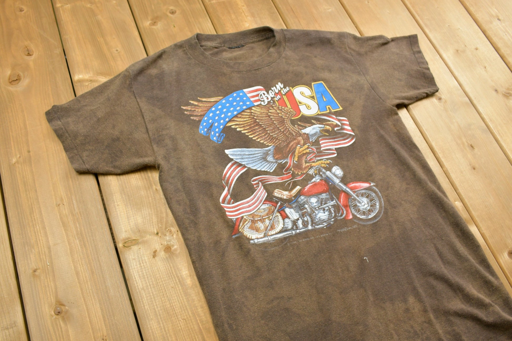 Vintage 1986 Harley Davidson Motorcycles Born in the USA 3D Emblem T-Shirt / 90s Graphic / Biker / Streetwear / Retro / Vintage Tee