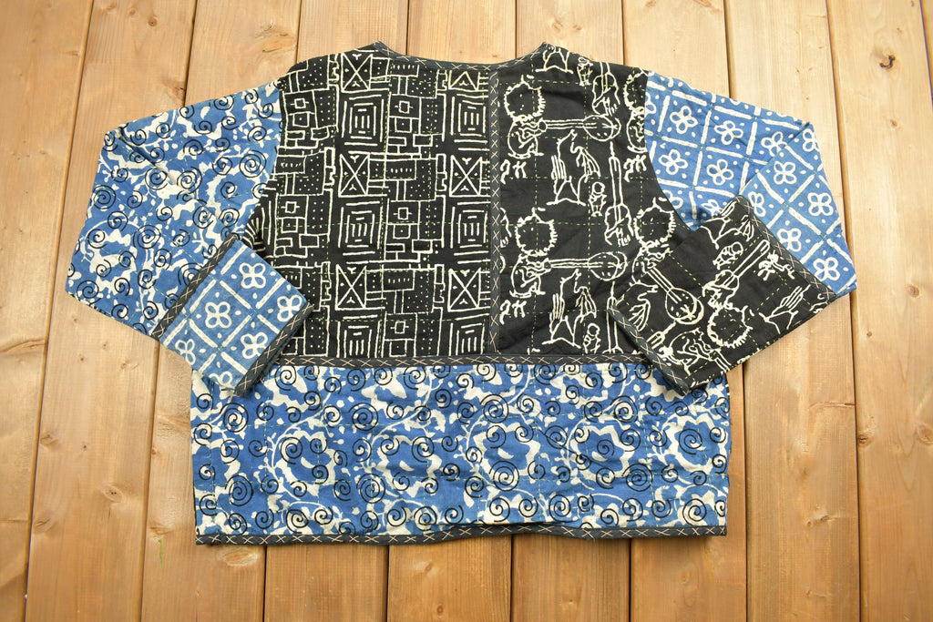 Vintage 1990s Kar-Ma Abstract Knitted Cardigan