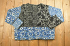 Vintage 1990s Kar-Ma Abstract Knitted Cardigan / Vintage 90s Cardigan / Pattern Sweater / Outdoorsman / Winter / Button Up Cardigan