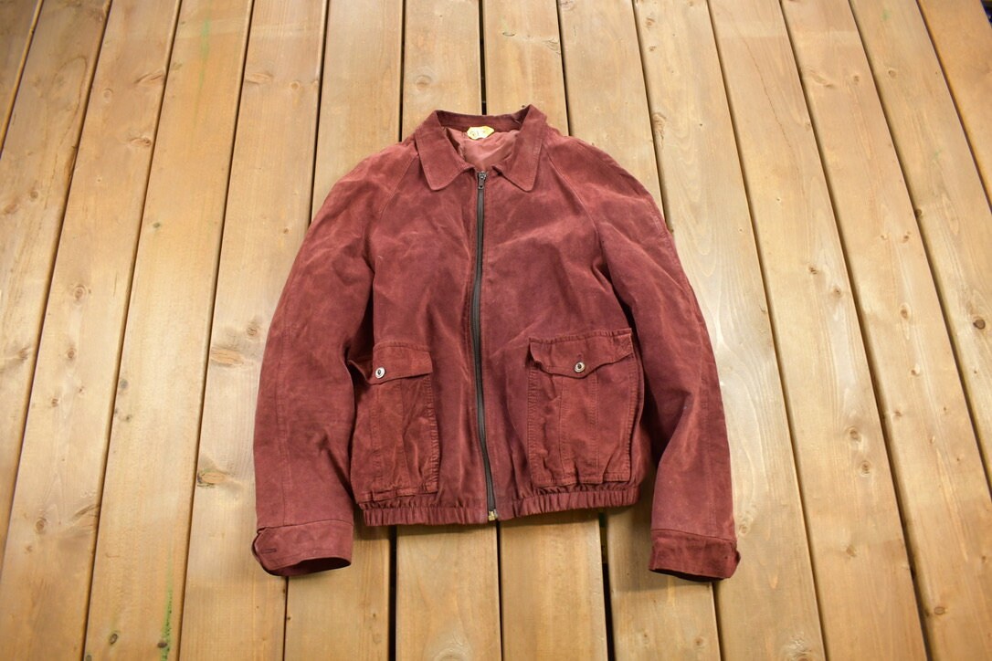 Vintage 1980s Hides Suede Leather Bomber Jacket