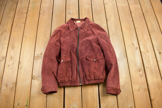 Vintage 1980s Hides Suede Leather Bomber Jacket / Zip Up / Streetwear / Fall Jacket / Made In Canada / Streetwear