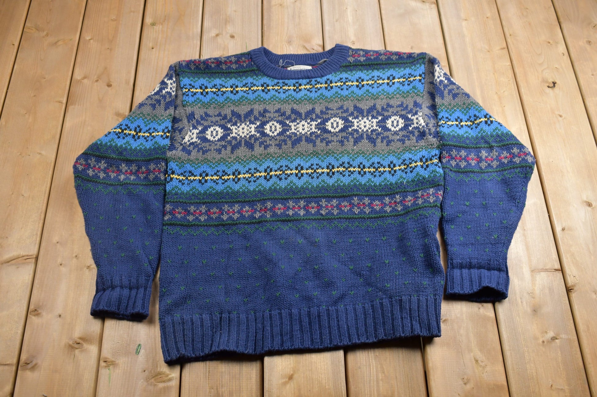 Vintage 1990s Aeropostale Knitted Crewneck Sweater / Vintage 90s Crewneck / All Over Pattern / Colorful / Sweatshirt / Abstract Pattern