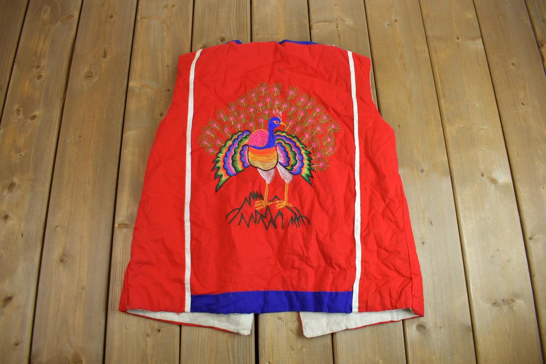 Vintage 1960s Hand Embroidered Dragons & Animals Antique Vest /