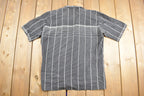 Vintage 1980s Newport Shirt Makers Striped Button Up Shirt Rayon 50s Style /