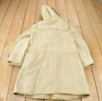 Vintage 1990s Coach Authentic Leather Full Length Shearling Jacket With Fur Hood Size 8