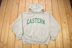 Vintage 1990s Eastern University Collegiate Hoodie  Embroidered  Jansport Sweatshirt  Sportswear  Americana