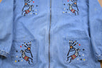 Vintage 1990s Passion-1 Embroidered Denim Jacket / 1980s Jacket / Vintage Denim / Vintage Jean Jacket / Trucker Jacket / Zip Up Jacket