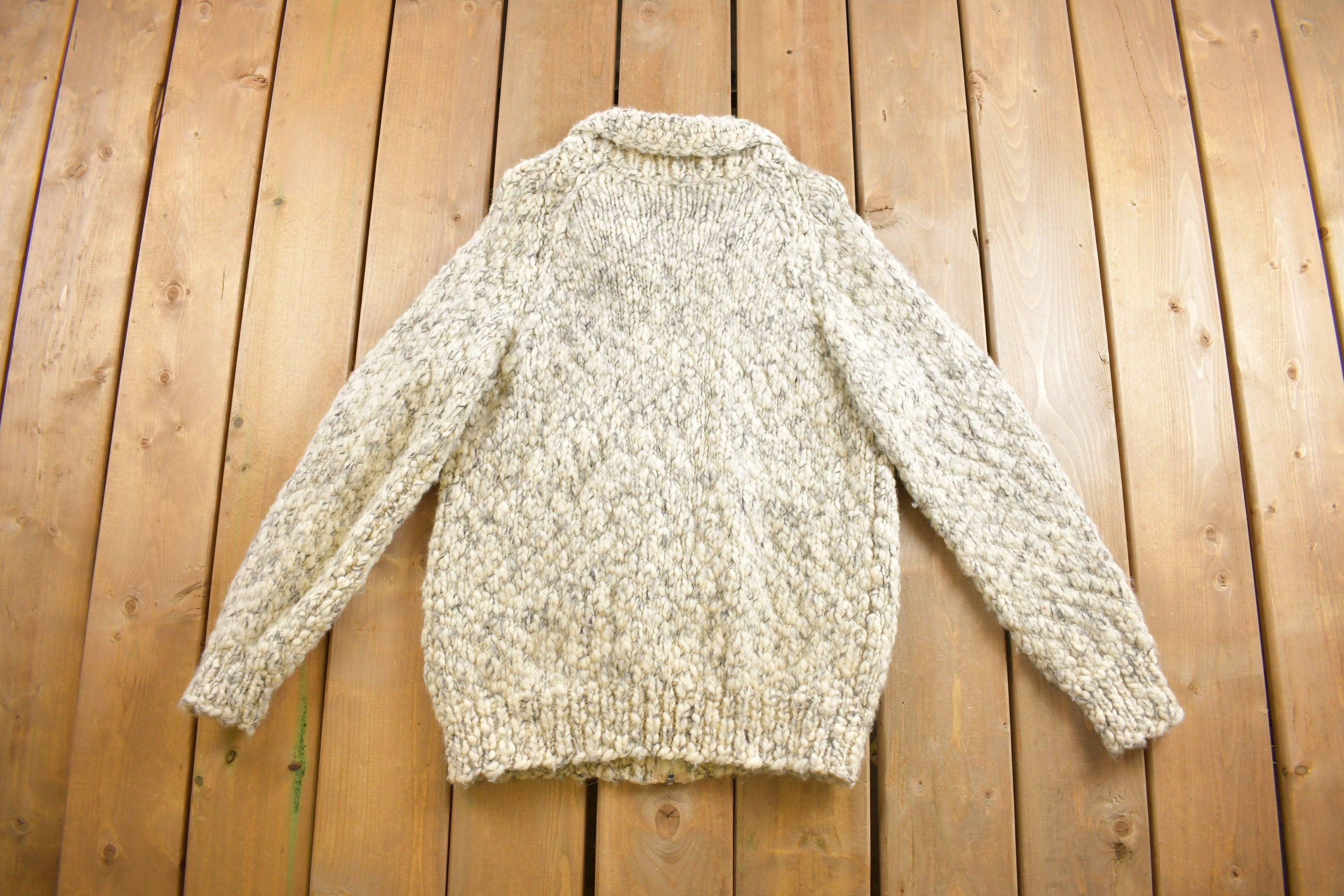 Vintage 1960s Crochet Knitted Sweater  Vintage 60s Cardigan  Pattern Sweater  Outdoor  Hand Knit  Crochet Zip Up Cardigan  Knit