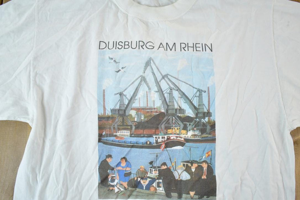 Vintage 1990s Duisburg Am Rhein Souvenir Ships T-Shirt  Vintage Streetwear  Vacation Tee  Travel T Shirt