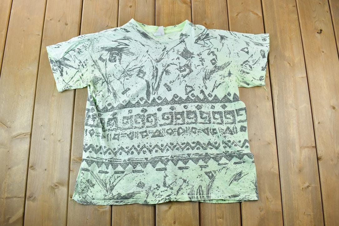 Vintage 1990s Surf Mania Abstract Print Souvenir T-Shirt