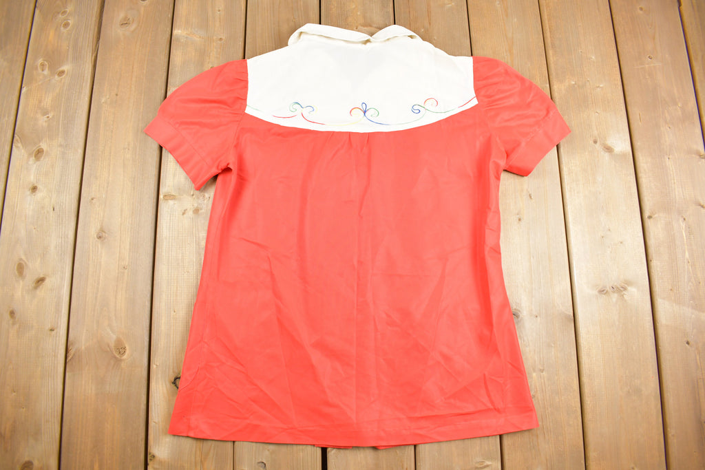 Vintage 1970s Chain stitched Cute Button Up Shirt  Casual Shirt  Formal Shirt  Cute  Beach Shirt  Summer Shirt  Hearts
