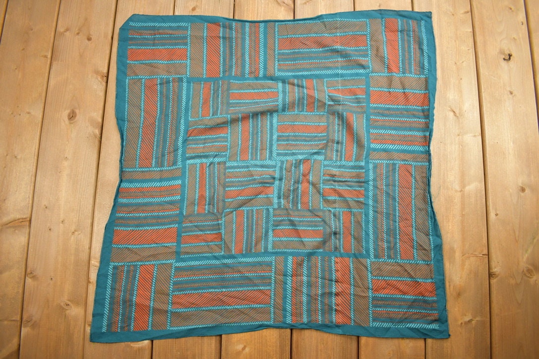 Vintage 1980s Abstract Geometric Pattern Scarf