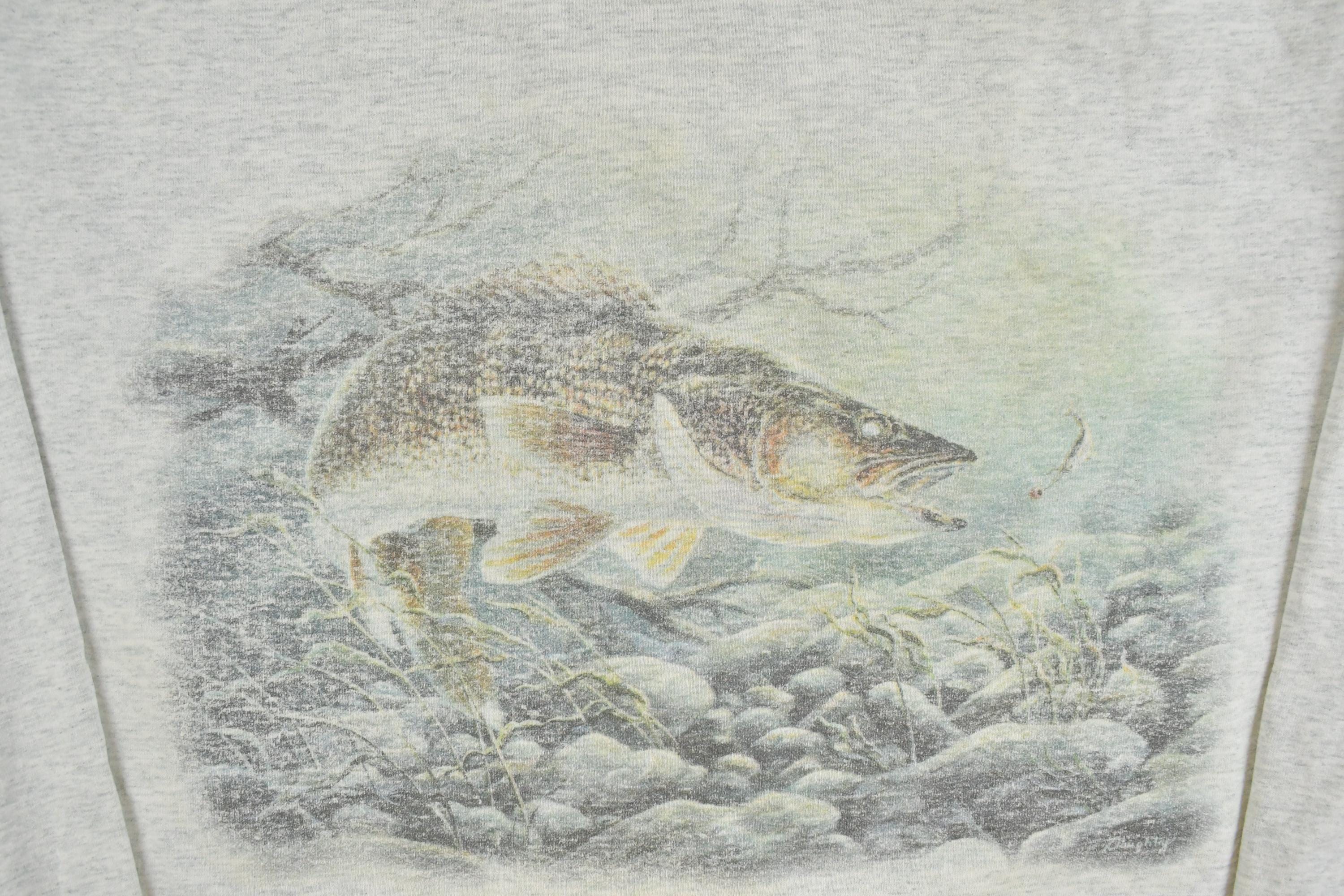 Vintage 1990s Fishing Long Sleeve Souvenir T-Shirt