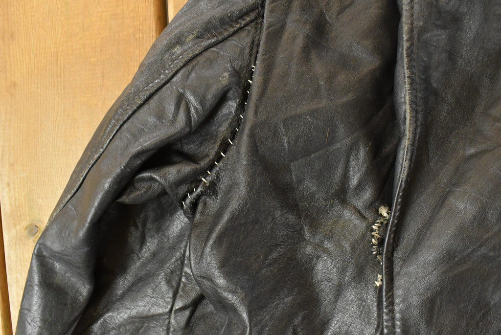 Vintage 1980s Biker Motorcycle Leather Jacket Men's Medium