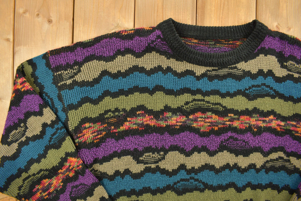 Vintage 1990s Abstract Squiggle Knit Crewneck Sweater