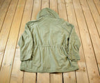 Vintage Military Button Up Lined Hooded Army Jacket Size L