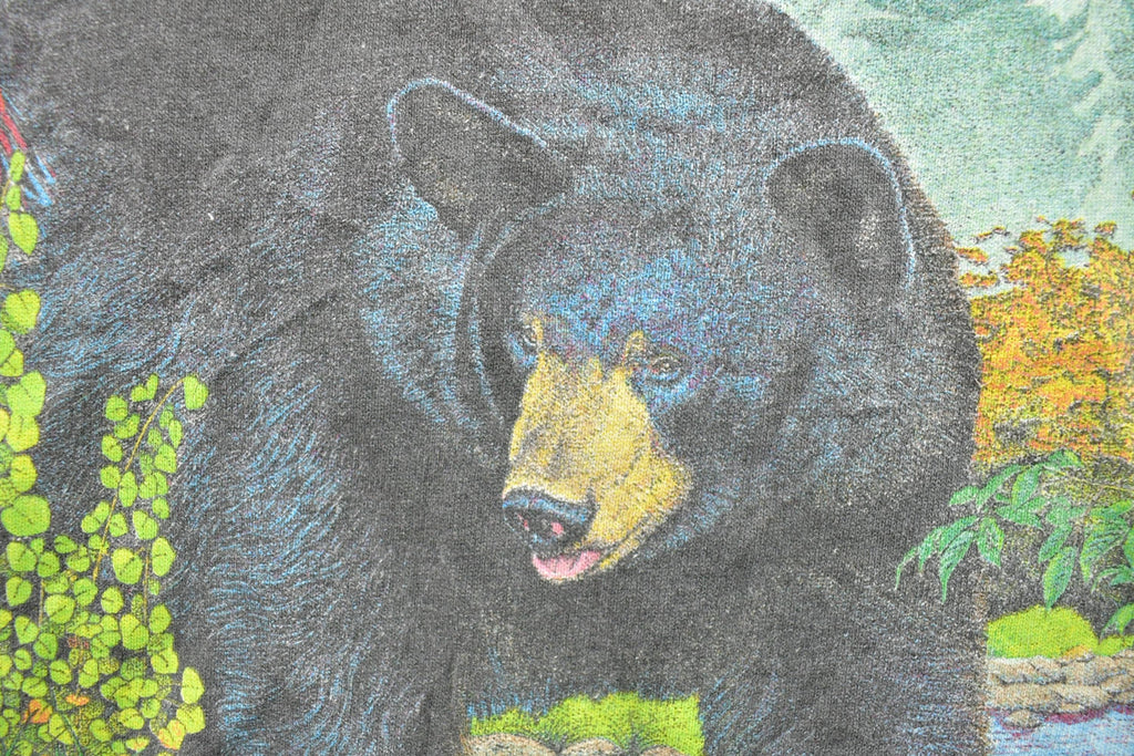 Vintage 1990s Bear And Bluejay Theme Habitat Graphic T-Shirt