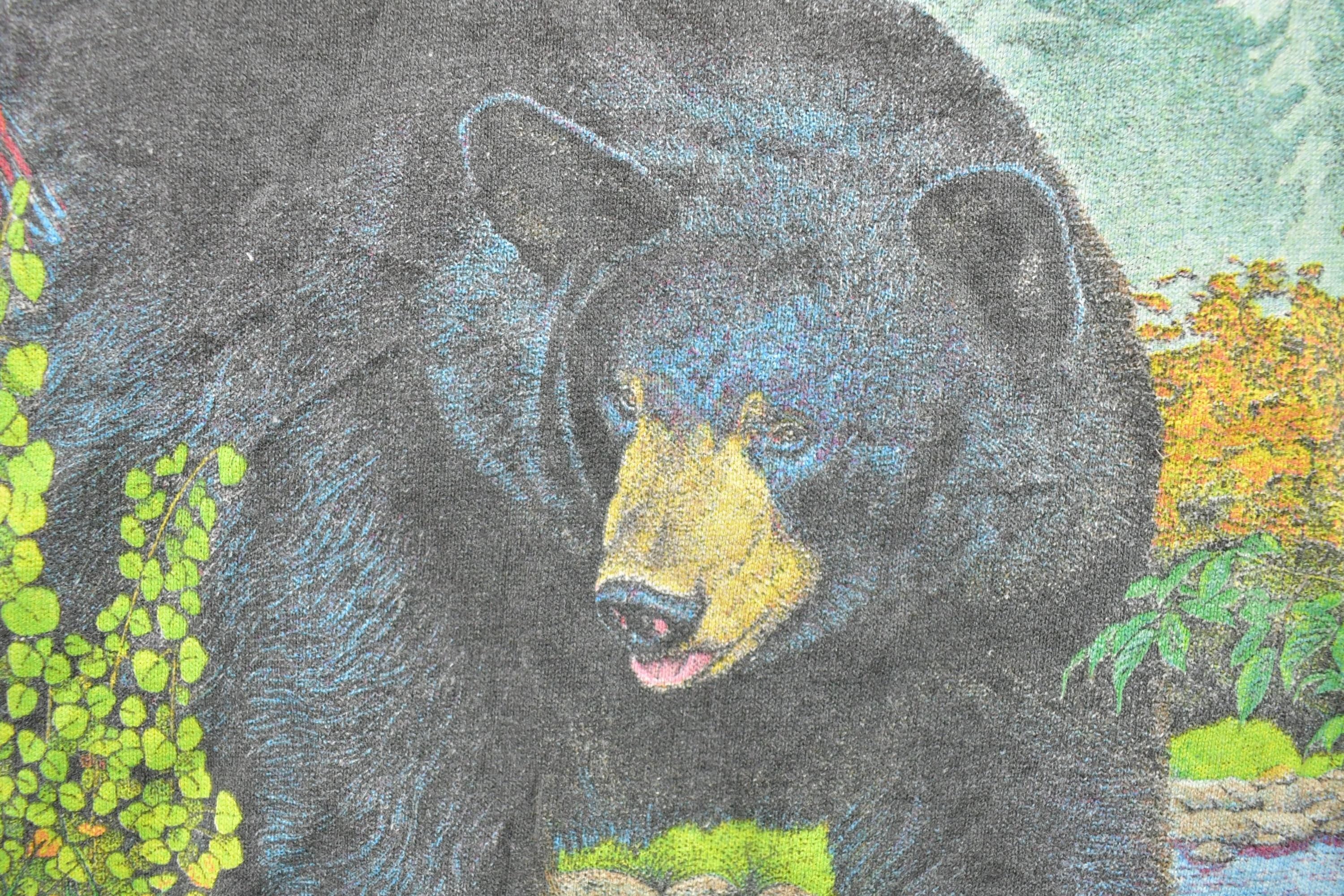 Vintage 1990s Bear And Bluejay Theme Habitat Graphic T-Shirt