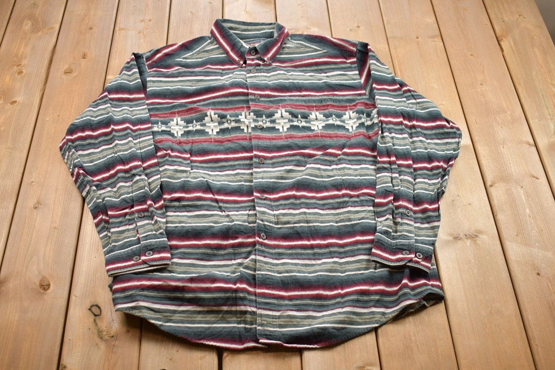 Vintage 1990s Woolrich Striped Button Up Shirt